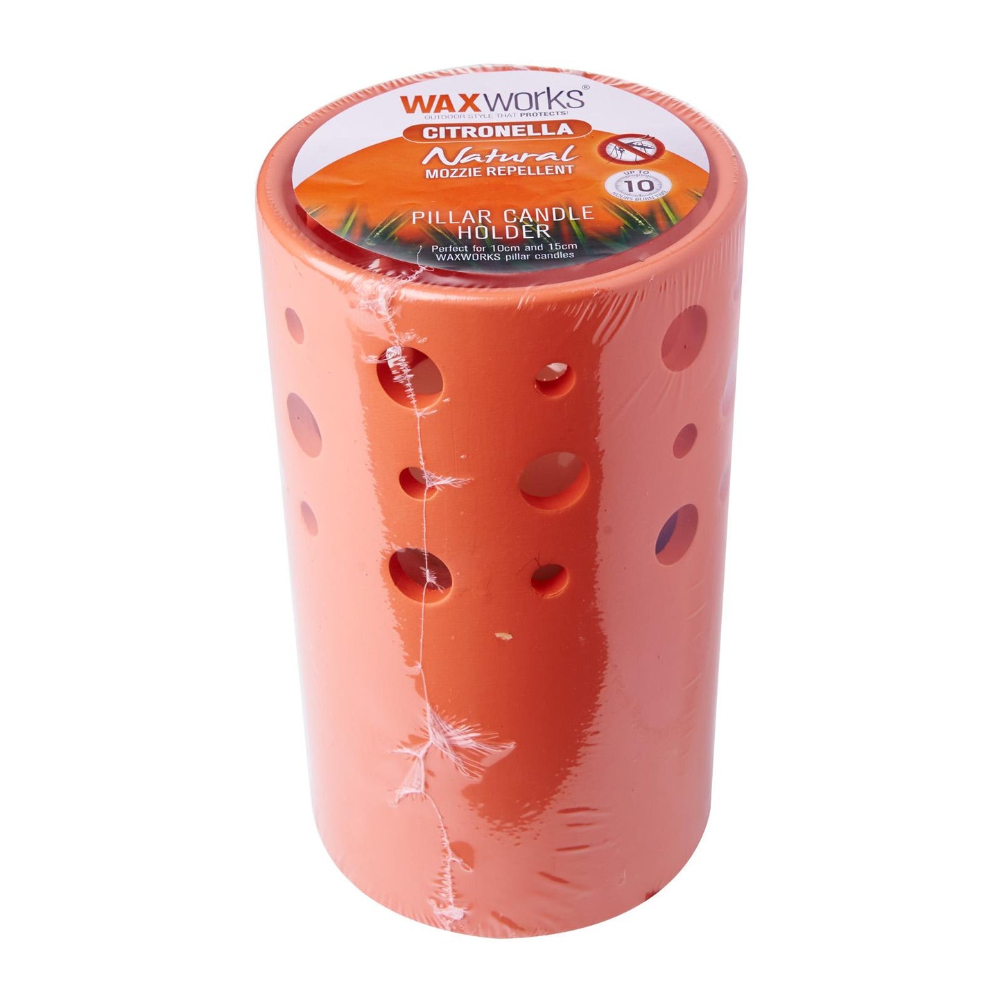 WaxWorks Pillar Candle Holder - Orange Candles