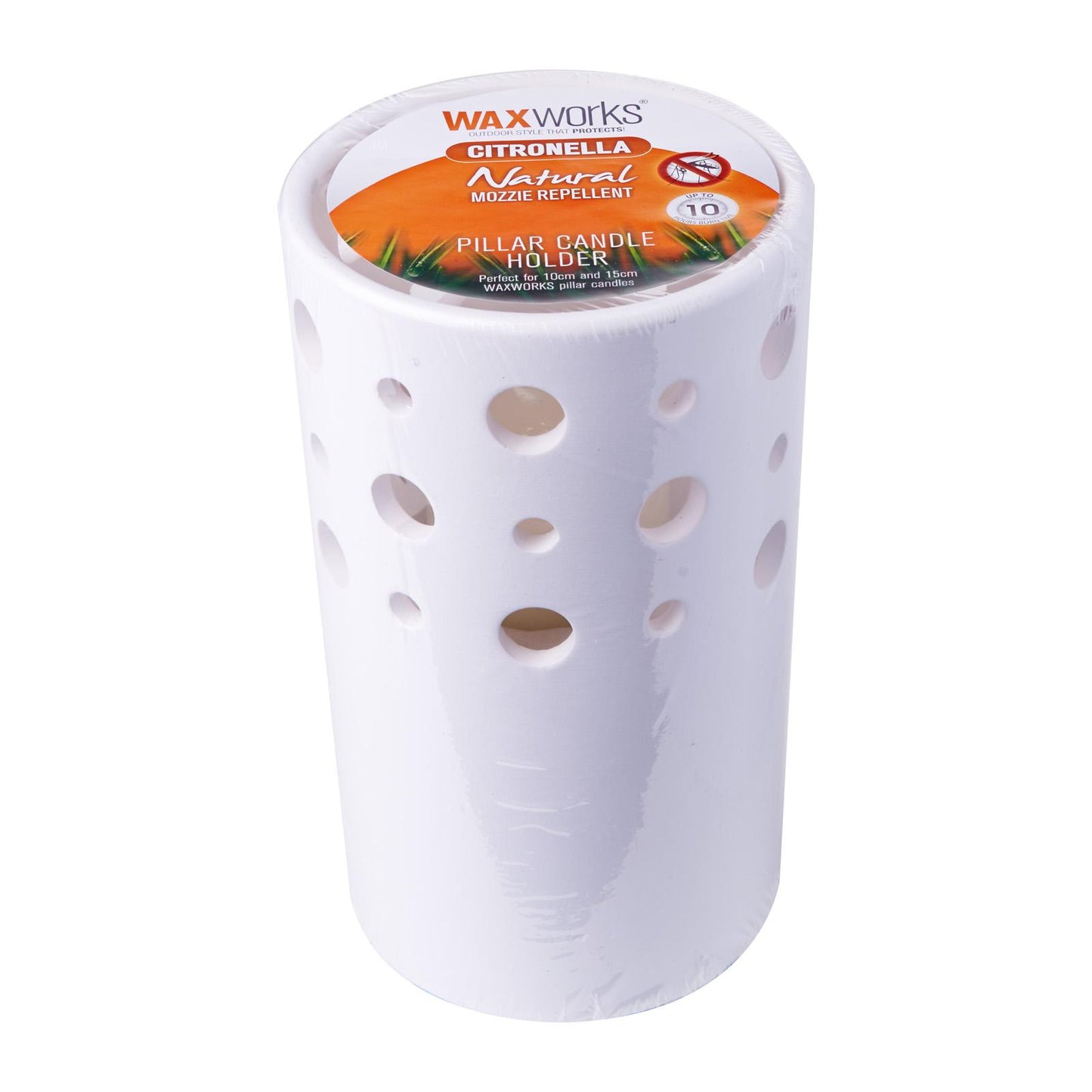 WaxWorks Pillar Candle Holder - White Candles