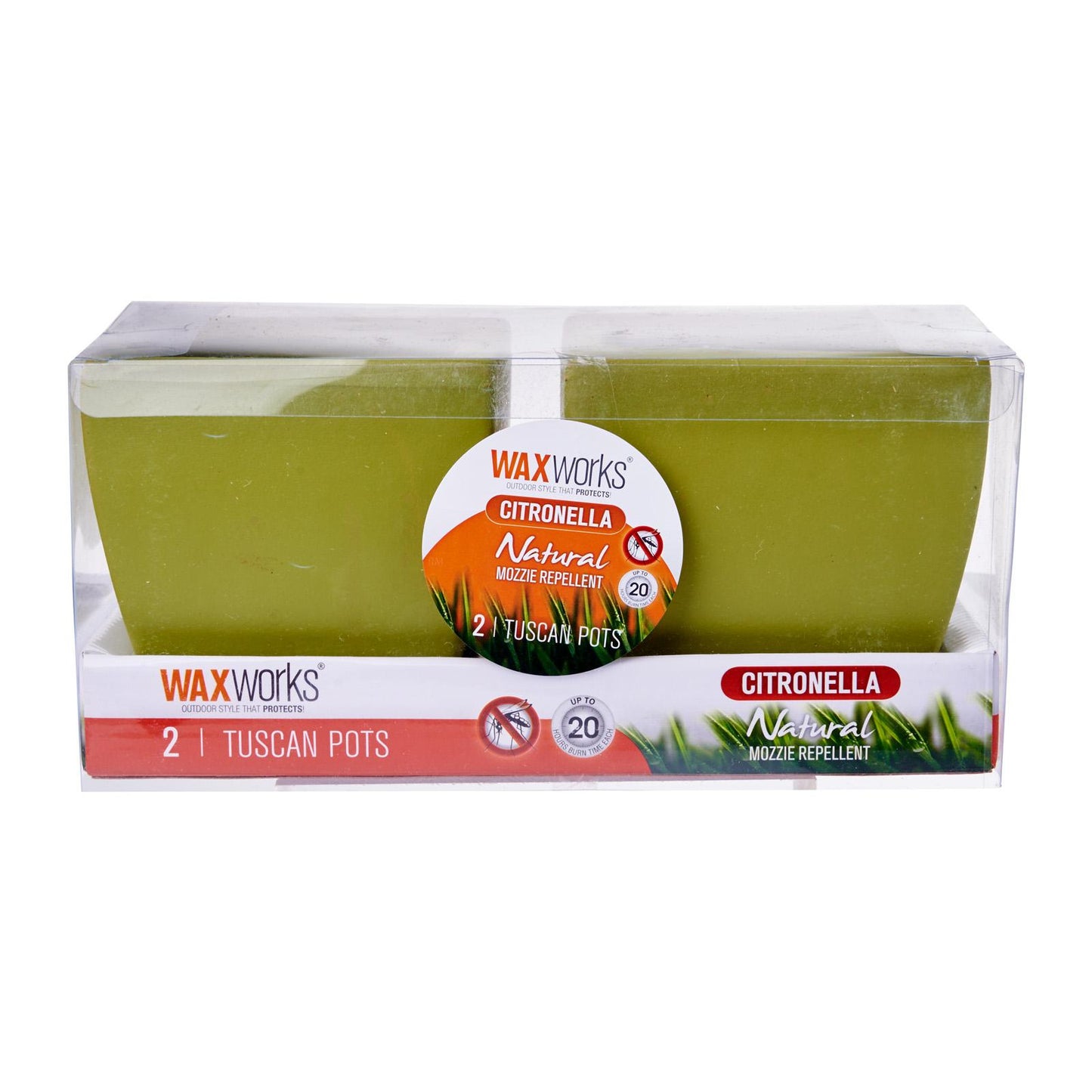 WaxWorks Citronella Candles - Tuscan Pots - Green Candles