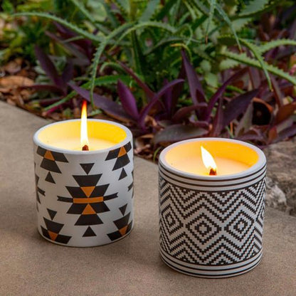 TRIBAL DRUM CITRONELLA CANDLE WITH WIND RESISTANT WICK