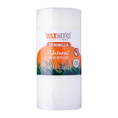 WaxWorks Citronella Pillar Candle - White Candles
