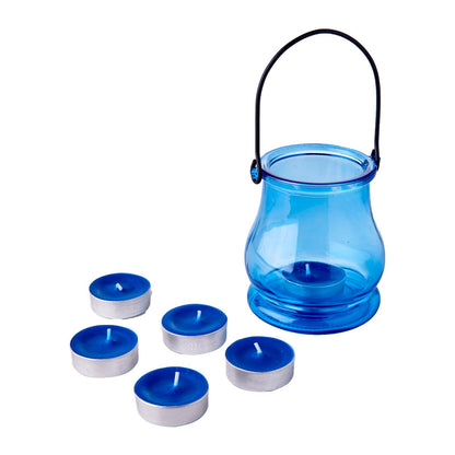 WaxWorks Tea Light Jar - Blue Candles