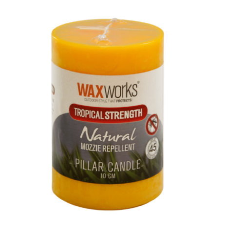 TROPICAL STRENGTH CITRONELLA PILLAR CANDLE 10CM, Waxworks